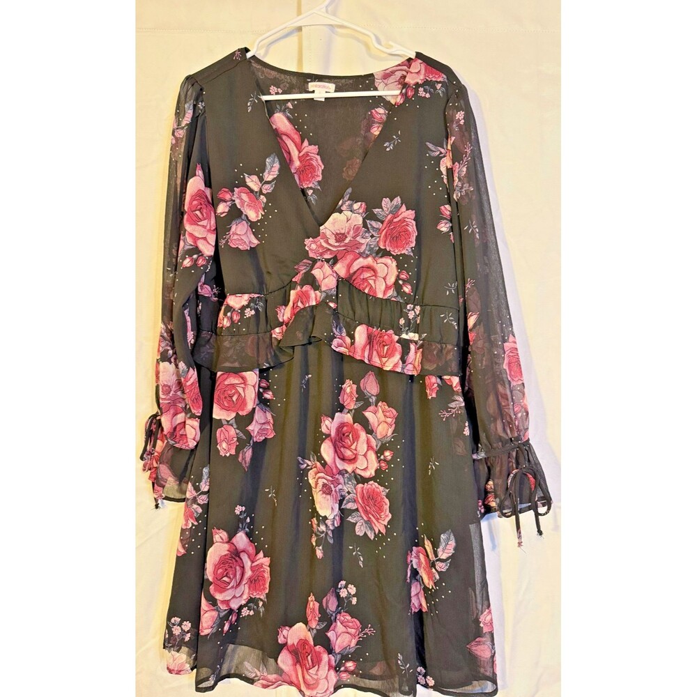 Floral Cottagcore Dark Angel Romantic Fairy Flowy Dress Women's Large L Boho